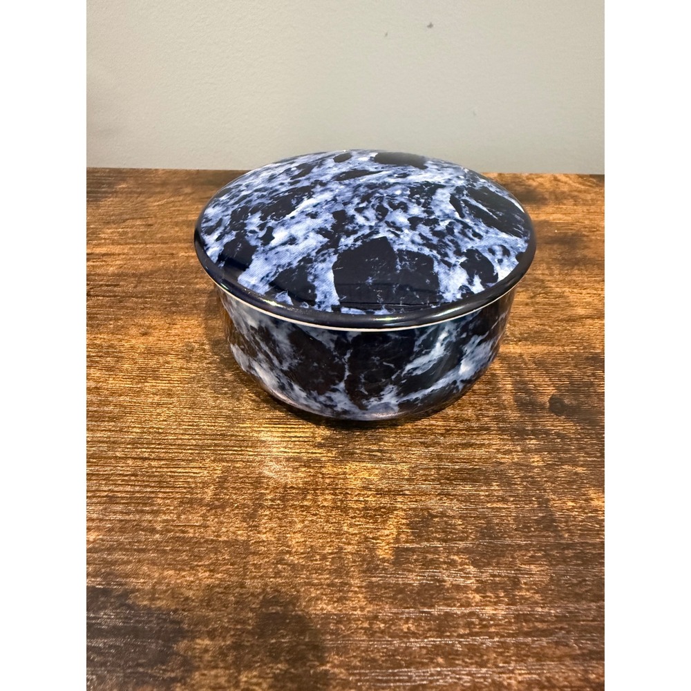 Villeroy & Boch Blue White Marble Vitro-Porcelain Lidded Trinket Bowl Luxembourg